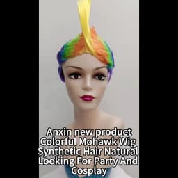 Heat Resistant Synthetic Wig Cockscomb Head Cosplay Funny Colorful Party Hat for April Fool's Day And Halloween