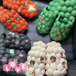2025 Summer New Bubble Slippers Women Toe-covered Massage Sandals Creative Peanut Shoes Herringbone Slippers Beach Flip Flops