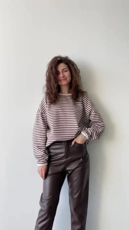 2023 spring and autumn new Korean version casual lazy style pullover striped sweater women's loose top coat