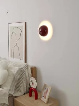 Modern Led Wall Lamp Red Round Metal Wall Lights for Bedroom Living Room Corridor Ceiling Lamp Designer Cream Decorative Room