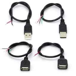 1/5/10pcs 30cm Power Supply Cable 2 Pin USB 2.0 A Female Male 4 Pin Wire Jack Charger Charging Cord Extension Connector DIY 5V