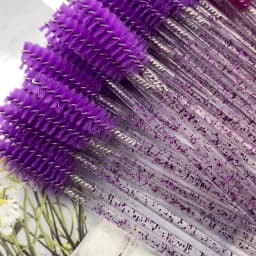 50pcs Eyelashes Brush Crystal Diamond Handle Makeup Brush Mascara Wands Eyelash Extension Tool Supplies Applicator Spoolers
