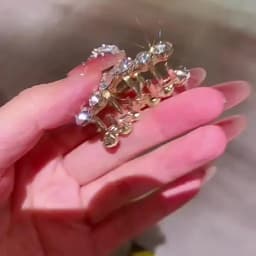 High-end Pearl Rhinestone Small Size Hair Grabber Summer Women Simple Metal Side Clip Back Head Half-tied Cross Hair Clips
