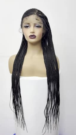 36inch Full Lace Natural Cornrow Braided Wigs Synthetic Braiding Hair Wigs Box Braided Lace Wigs with Baby Hair for Black Women