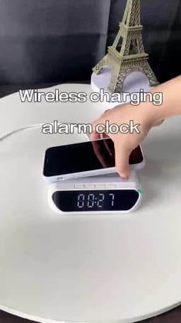 Multi-Functional Charger, Desktop Clock Mobile Phone Wireless Charger, Digital Display 2-in-1 Clock Wireless Charger, One Put An