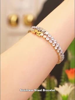 Yhpup 4mm High Quality Shiny Cubic Zirconia Chain Wrist Bracelet Bangle for Women Stainless Steel Exquisite Premium Jewelry New