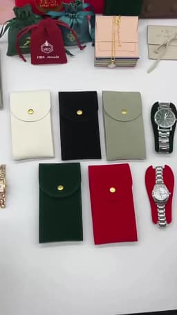 Compact Velvet Watch Storage Bag Soft Anti-scratch Lining Snap Closure for Daily Use Short Trip
