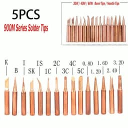 5pcs/set 900M-T Pure Copper Copper Soldering Iron Tip Lead-Free Welding Solder Tip 933.907.951/900M-T-IS/900M-T-1.6D/900M-T-4C