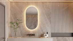 Led Bathroom Mirror for Wall Mounted Oval Lighted Vanity Mirror with Lights Backlit, Frameless Wall Mirror with Lights Anti-Fog