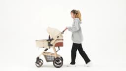 3 in 1 Prams Travel System, Pushchair with Height Adjustable Handle, Travel Pram with Mosquito Net, Baby Stroller with Aluminum