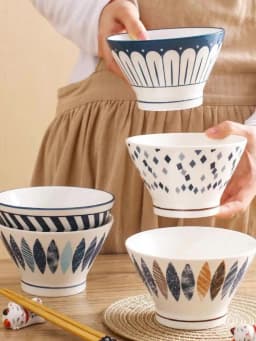 4/5 Pcs Japanese Minimalist Cone Bowls Multi-Purpose for Pasta/Soup/Salad Oven & Microwave & Dishwasher Safe