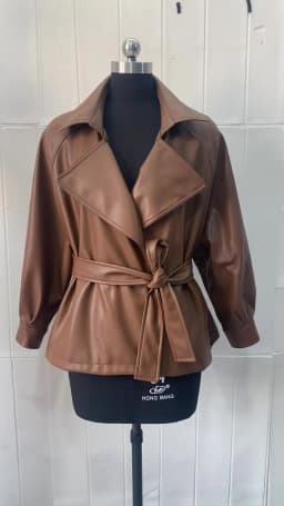 Nerazzurri Spring Autumn Short Brown Black Soft Light Faux Leather Jackets for Women Belt Lapel Casual Loose Korean Fashion 2022