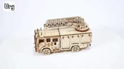 Ury 3D Wooden Puzzle City Series Car Fire Ladder Truck Movable Retro Vehicle Assembly Model DIY Decoration Gift