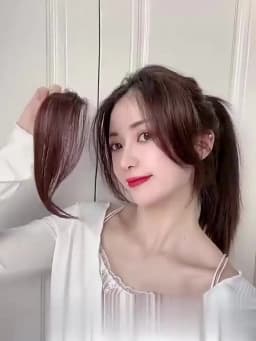 2pcs Side Bangs Synthetic Hair Extension Easy Clip In Gradient Bangs Natural Seamless Synthetic Fringe Hairpiece For Women Girls