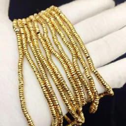 Real Gold Plated 4x1MM Wavy Flat Round Hematite Natural Stone Spacer Loose Beads For Jewelry Making Diy Bracelets Accessories
