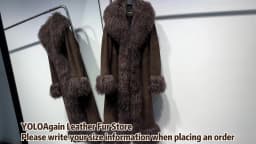 YOLOAgain Real Mongolia Sheep Fur Jacket Long Dark Brown Suede Coat Women