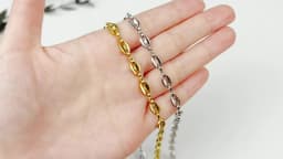 1 Piece Stainless Steel Hip Hop Coffee Bean Chains Necklaces Pig Nose Chains Bracelets Punk Necklace