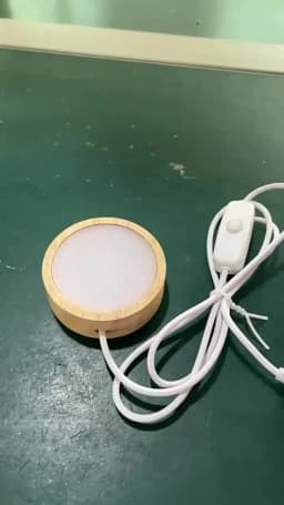 Wood Round LED Night Light Base Art Display Holder USB Lamp Holder for Crystals Glass Ball Resin Art Decoration Display Stand