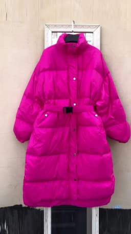 Winter Long White duck down jacket High street Solid Thick warm Female Loose Coat White belt Ladies Outerwear INKEO 1O349