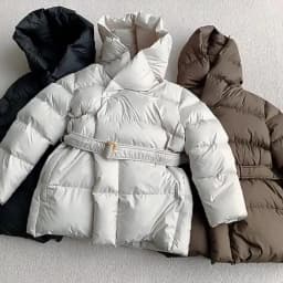 2026 Winter Women's Down Jackets Ultra Light Warm Cusual Coat Female Puffer Jacket With Belt Plus Size Hooded Short Parka