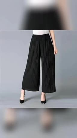 Women's Pants Wide Leg Pants Crinkle Plain Trousers Baggy Elastic Waist Bottoms Woman Clothes pantalones ropa para mujer 바지