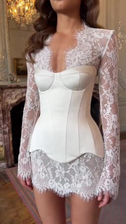 Customized Exquisite Short Lace Unique Wedding Dress White Long Sleeves vestidos de noche Lace-Up Back Mini After Party Gown