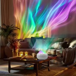 LED Aurora Projector Light Starry Sky Galaxy Night Light RGB 7 Colors Auto Rotate with Remote Control for Home Room Decor Lamp