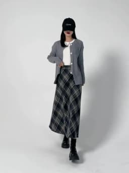 Soft Plaid A-Line Madi Skirt with Elastic Waist 2025 Autumn Winter Women's High Waist Flared Skirts, Comfort Stretchable