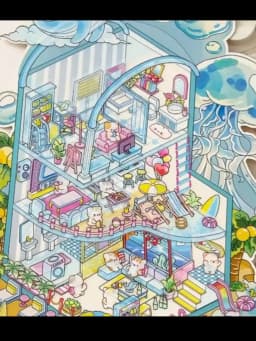 Plus Size Kawaii 3D Vacation Seaview Room Cartoon Miniature Scene Stickers DIY Handmade Scrapbooking Game Stickers Children Gift