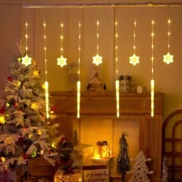 Christmas LED Curtain Lights, Boasting Snowflake & Icicle Patterns, Battery - Driven Fairy String Lights Suited for Home Party
