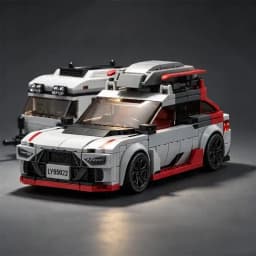 MOC City Series RS6 Ski Edition Towing Set with Caravan & Tow Vehicle – Building Block Toy Model Kit