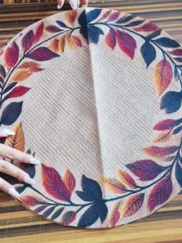 4/6/10pcs Placemat Round 2D Flat Autumn Leaf Wreath Print Table Mat Retro Fall Color Heat Insulation Dining Decor Pad