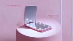 Mini Handheld Makeup Mirror 1X/3X Magnifiying Compact Folding Travel Portable With Light Makeup Pocket Mirror 8 Leds for Gifts