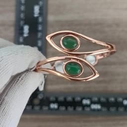 Dolphin Pure Copper Bracelets for Women Green Artificial Opal Magnetic Bangles Benefits Simple Adjustable Cuff Jewelry Female