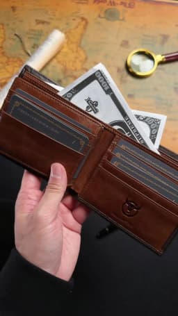 BULLCAPTAIN RFID Blocking Men's Leather Wallet Bifold Slim Wallet Multi-card Card Holder ID Wallet QB 05
