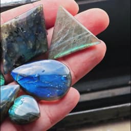 5pcs Bulk Natural Labradorite Cabochon Polished Flatback Stone DIY Making Stone Crafts Oval & Pear and Multiple Geometric Shapes