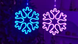 Warm/Multi-color Christmas Window Snowflake Lights, 8/12 Lighting Modes, Battery Powered LED Neon Hanging Lamp for Xmas Holiday