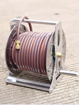 Professional Stainless Steel Hose Reel - Wall Mount/Freestanding Garden Hose Storage (164ft Capacity)