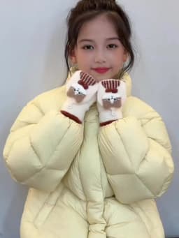 Korean Cute Kids Cartoon Cat Bow Flip Plush Mittens 6-12 Years Old Children Winter Warm Convertible Half Finger Writing Gloves
