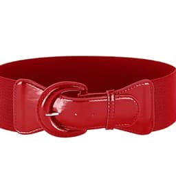 2025 Design Leather Red Black Bright Color Elastic Buckle Belt Retro Women Coat Waist Cover Decorative Dress Wide Manufacturers