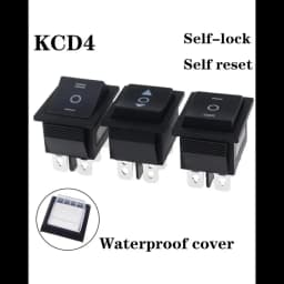 1PCS KCD4 25X31mm Black Rocker Switch 6 Pin 3 Position ON-OFF-ON Double Reset/Latch Switch 16A 250V 20A 25A 125VAC