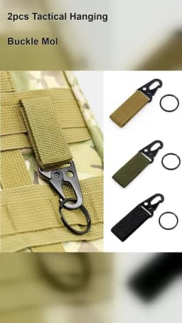 2pcs Tactical Hanging Buckle Molle Nylon Webbing Carabiner Belt Triangle Keychain for Outdoor Climbing Camping Tool Accessory