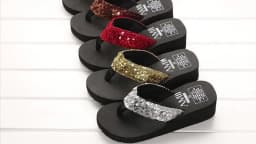 Women Summer Sandals Sequins Beach Female Flip Flops Ladies Slippers High Heels Shoes For Women 2024 Platform Wedges Slippers
