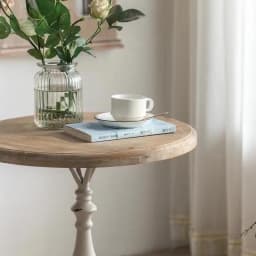 French Vintage Solid Wood Small coffee Table Living Room Corner Table Round side Table Balcony Coffee Tables