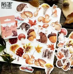 46 Pcs Autumn Forest Party DIY Adhesive Stickers Pack Decorative Album Diary Stick Labels Stationery for Creative Crafting