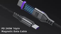 PD240W USB C To Type C Magnetic Charging Cable 5A USB Type C Fast Charger Data Cord For iPhone 15 16 MacBook iPad Samsung Xiaomi