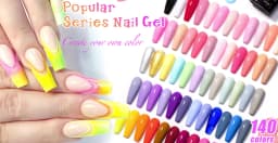 MEET ACROSS 7ml Orange Red Pink Gel Nail Polish Laser Sparkling Soak Off Semi Permanent Nail Art UV Gel Varnishes Spring Summer
