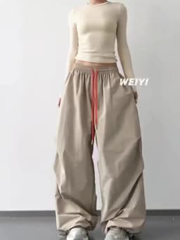 2026 Spring and Autumn Casual Work Pants Side Striped Athletic Style Loose Wide Leg Pants