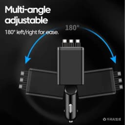 5 In 1 Car Charger 66W Max with Retractable Cable PD30W+2.4A Voltage Display Super Fast Charging 22.5W for iPhone & Android