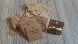 100PCS DIY White/Kraft Paper Handmade Stud Earring Tag Square Shape Small Cute Earring Packing Display Tag Card